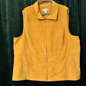 Yellow Suede Zip Front Vest